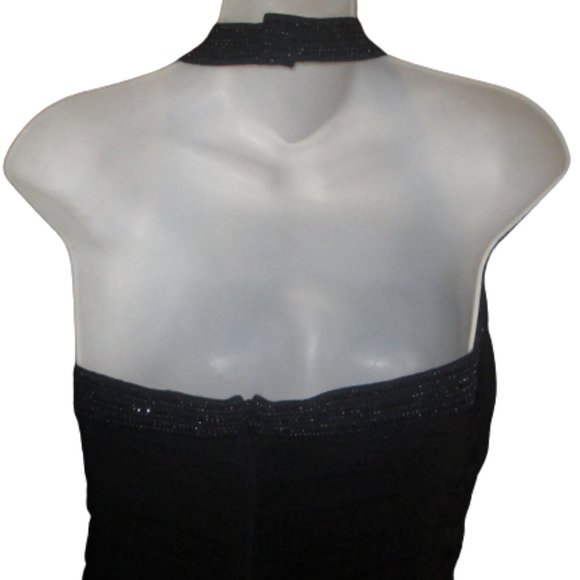 St John Evening Embellished Knit & Silk Long Black Pencil Flowy Bottom Dress 4 - Picture 5 of 10